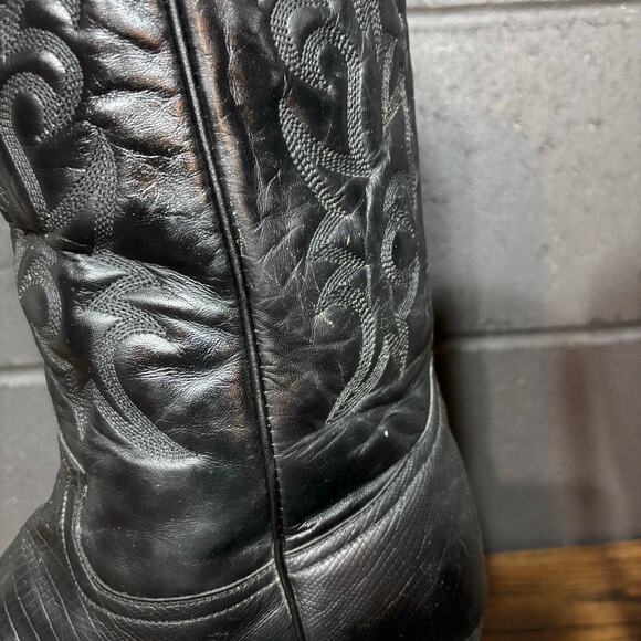 Vintage Domini Pelle Black Lizard Cowboy Boots 10.5 EE Made in Mexico Western - Picture 3 of 9